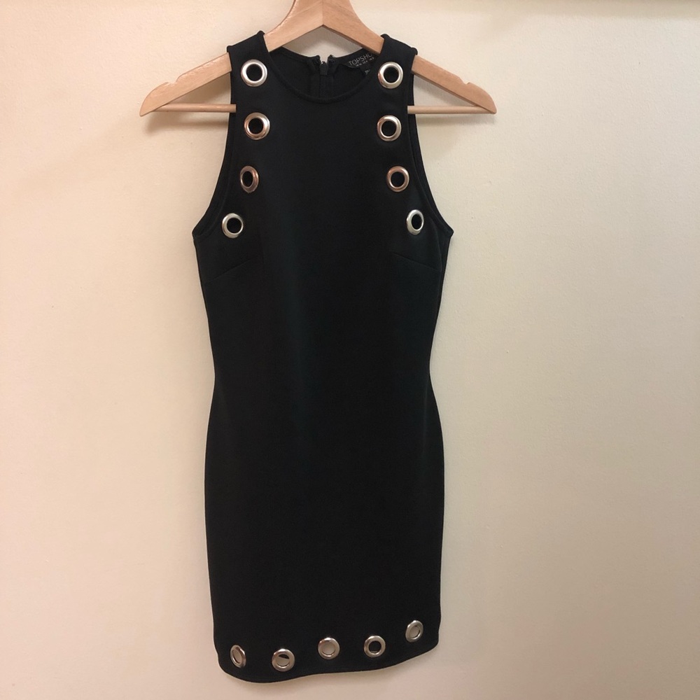 Topshop Silver Circle Cutout Dress